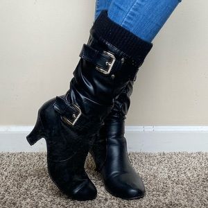 Black heeled boots